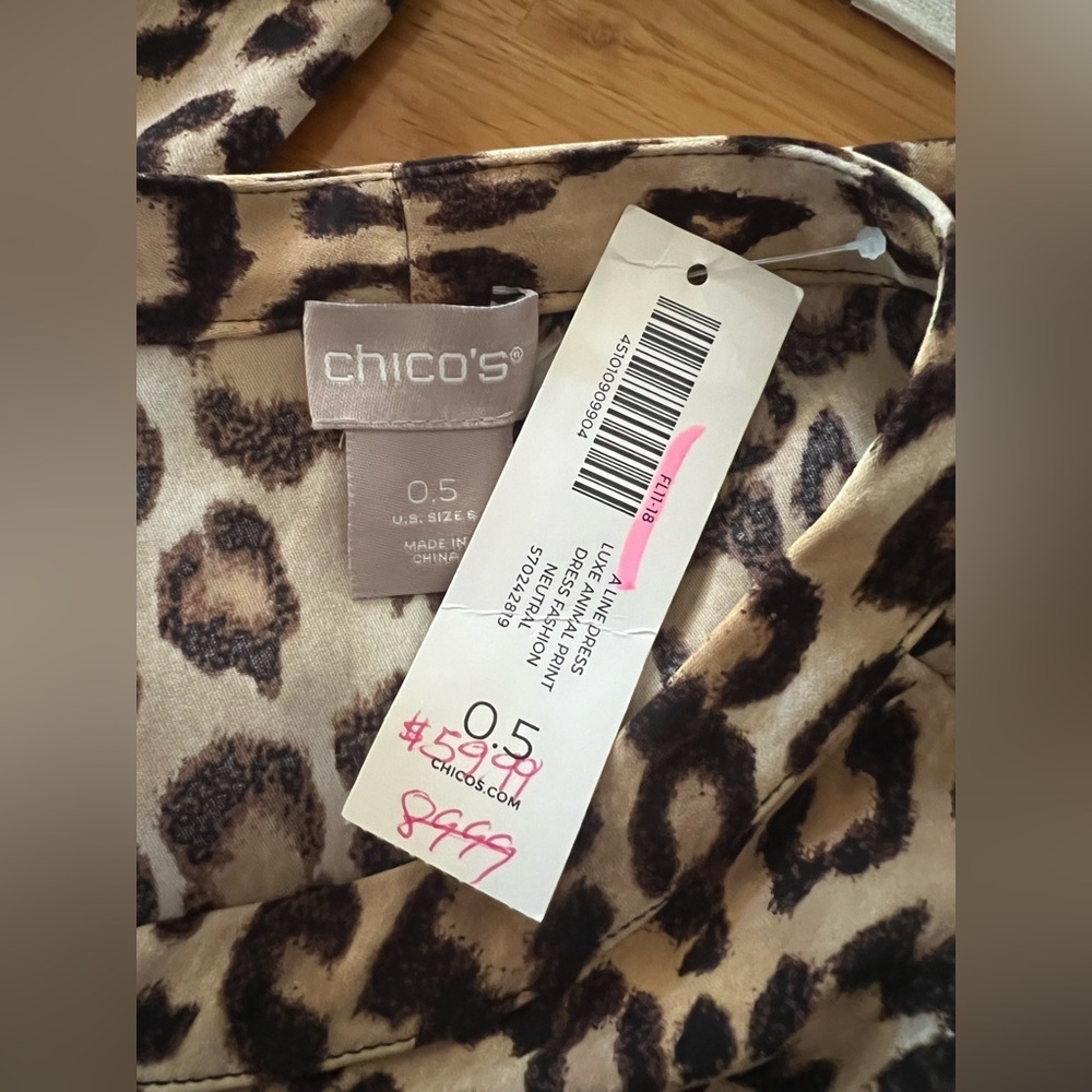 🐆 Chico’s Leopard Print Satin Tunic Dress - New With Tags! - Picture 5 of 7